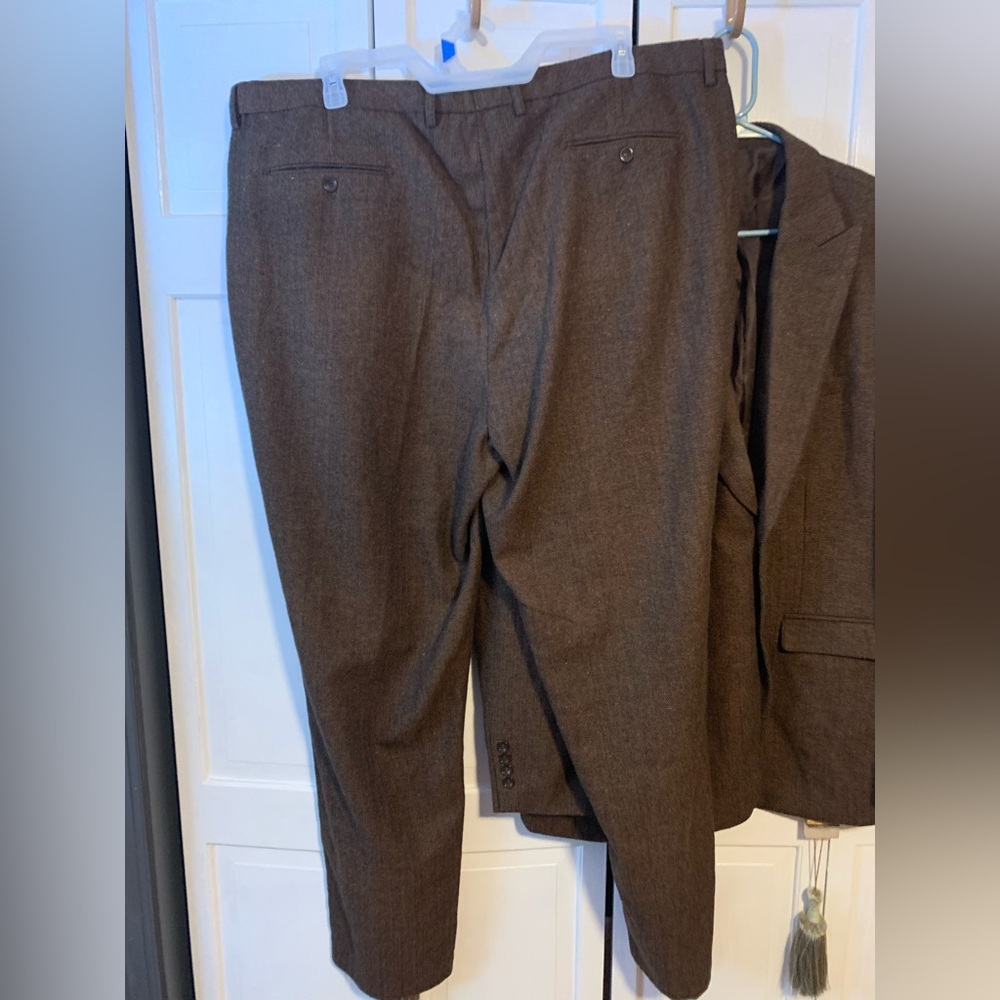 Brown Herringbone Men’s Two Piece Suit 5XL - Picture 8 of 11